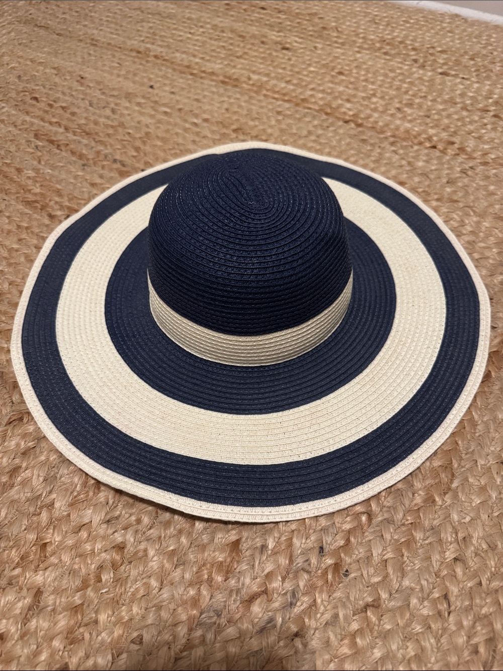 Brooks Brothers Wide Brim Sun Hat - Navy and Cream